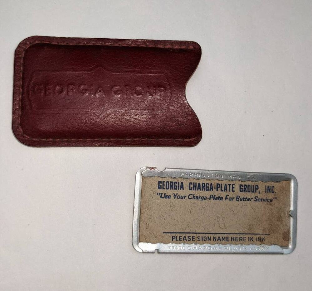 Vintage Georgia Miniature License Charge Plate Old Credit Card Leather